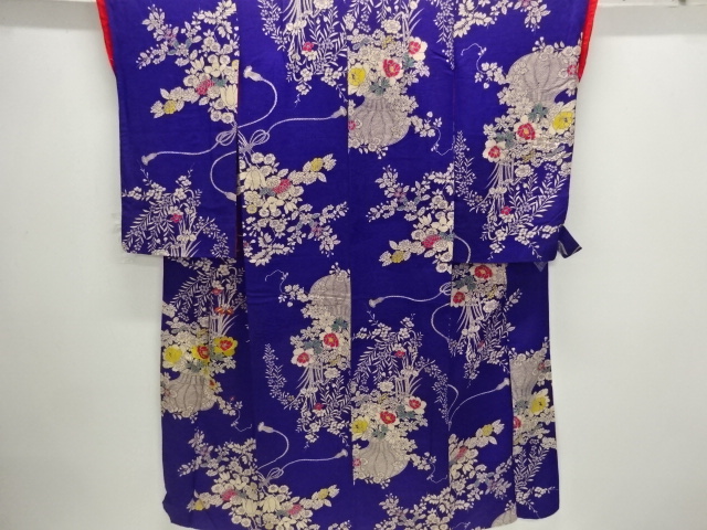 アンティーク　紋錦紗花器模様着物（仕立て途中）